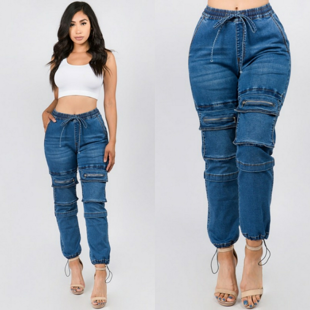 Street Smart Cargo Denim Joggers